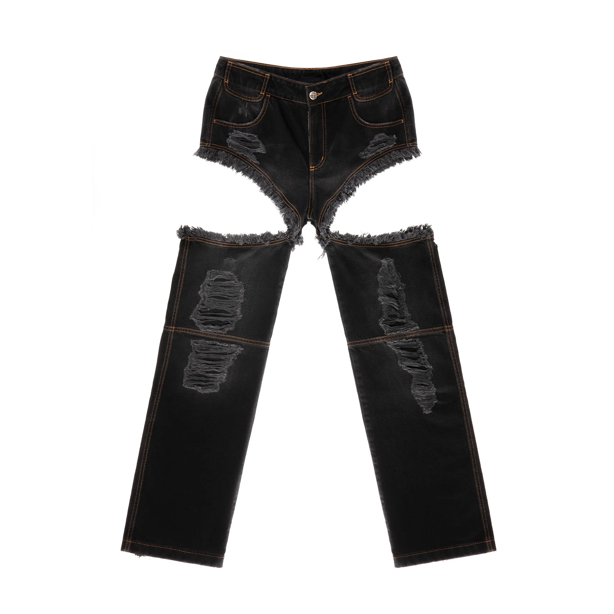 Thigh Hole Jean - Distressed Black