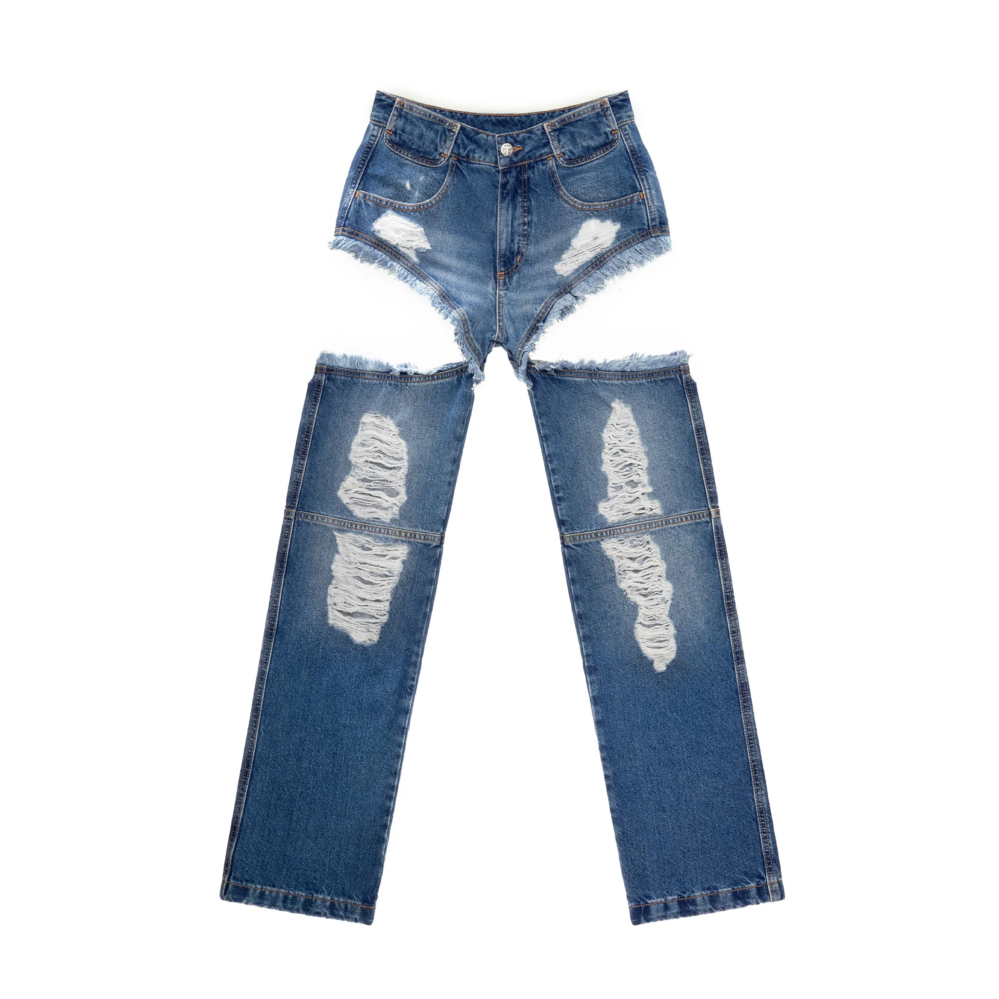 Thigh Hole Jean - Distressed Blue