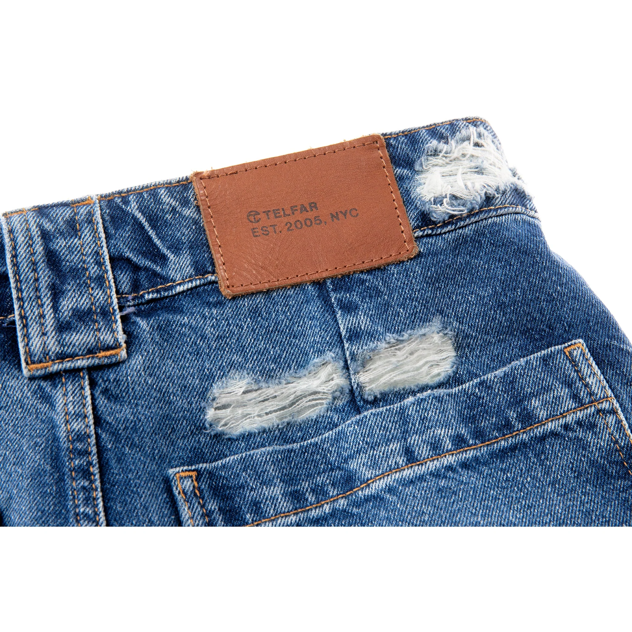 Thigh Hole Jean - Distressed Blue