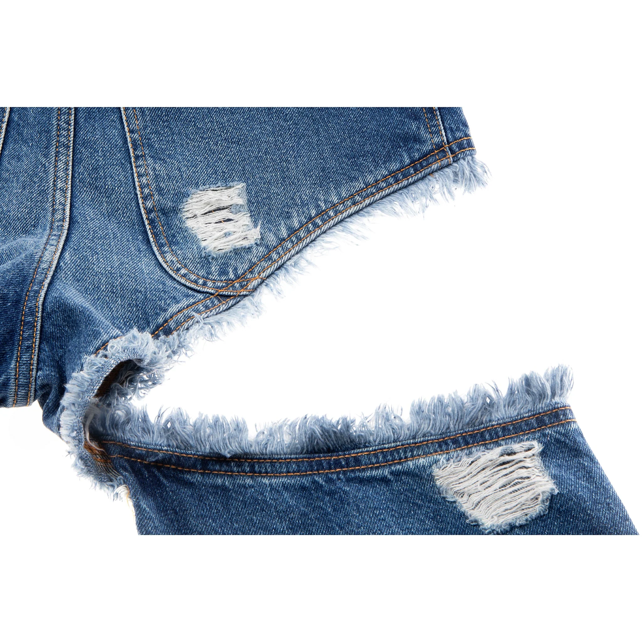Thigh Hole Jean - Distressed Blue