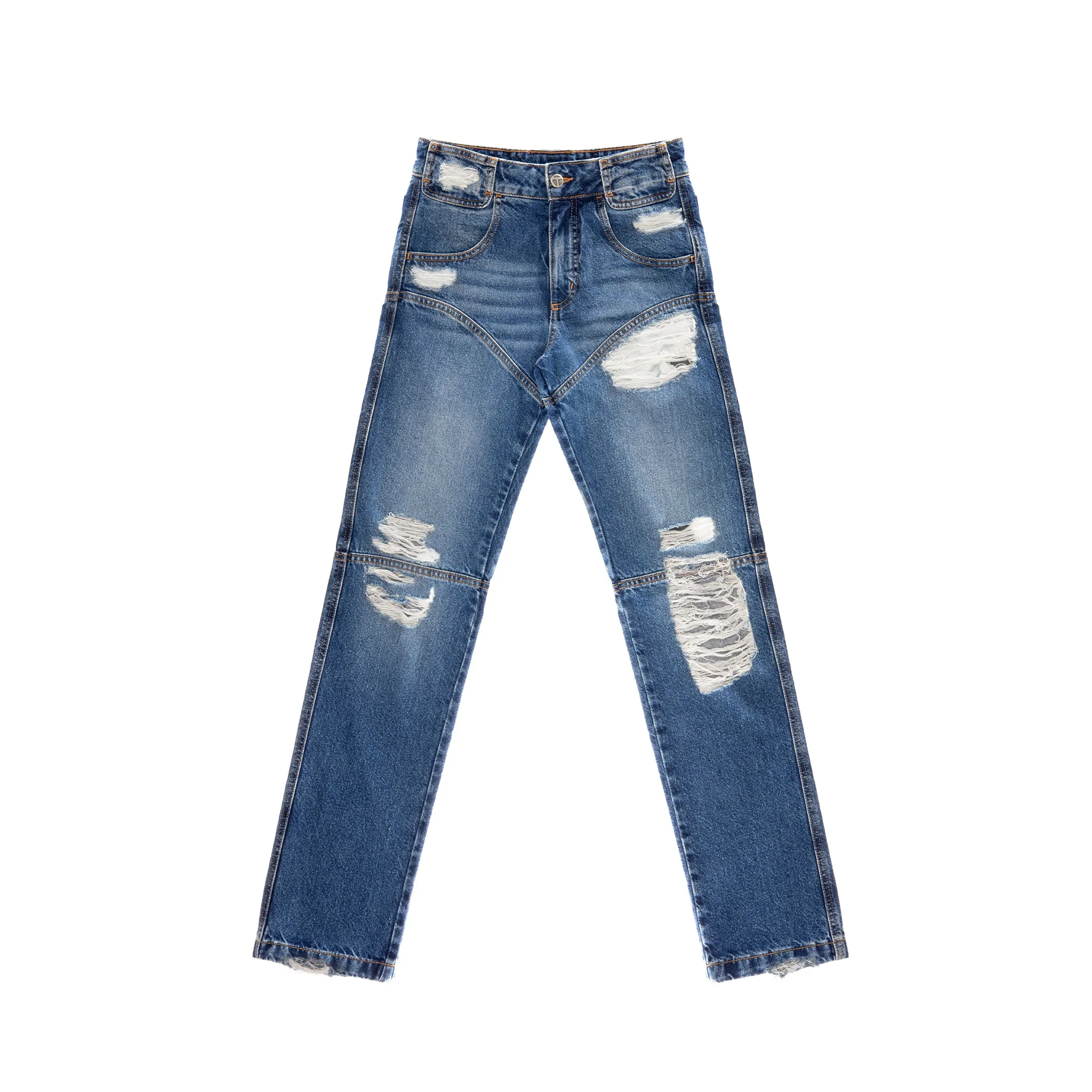 Straight Leg Jean - Distressed Blue