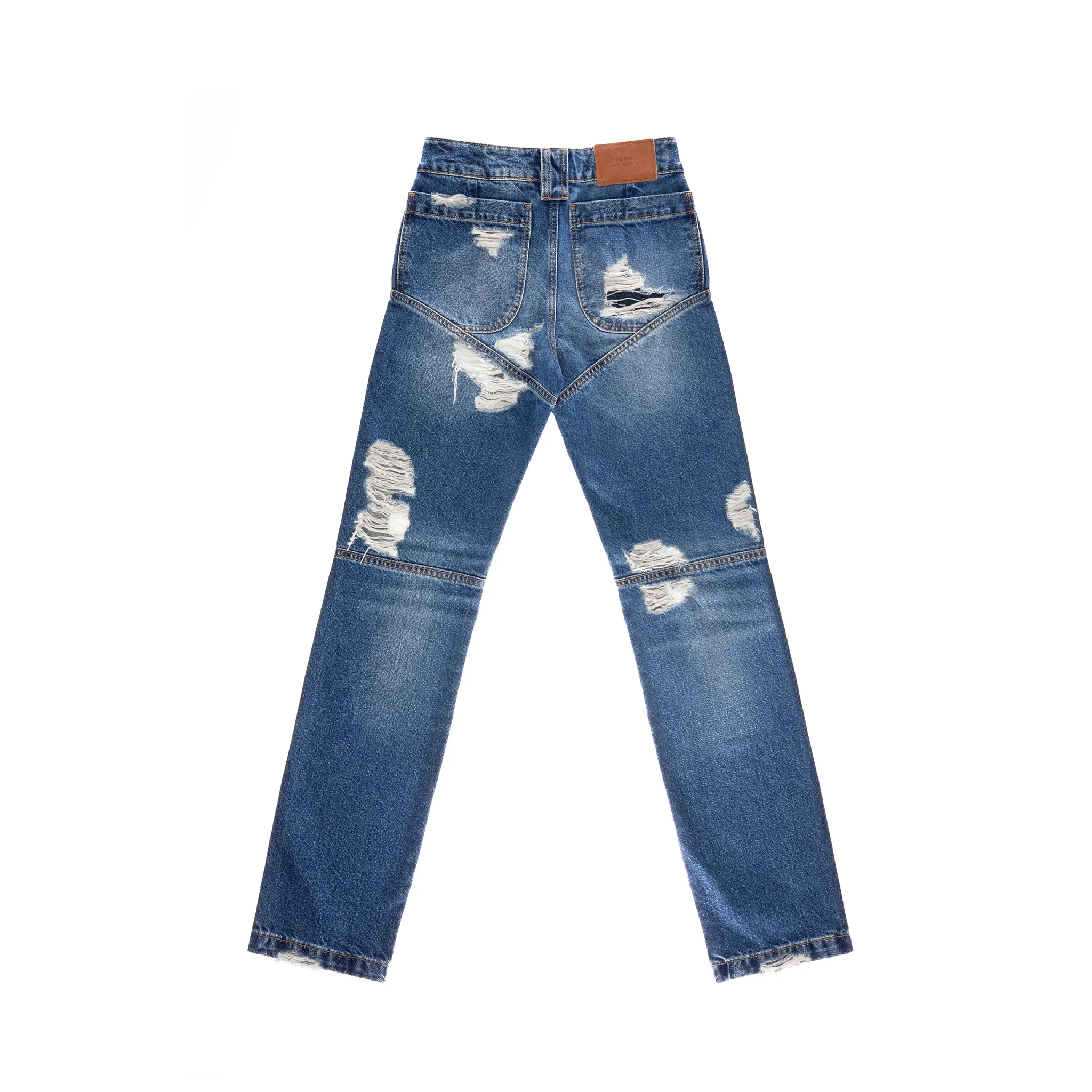 Straight Leg Jean - Distressed Blue
