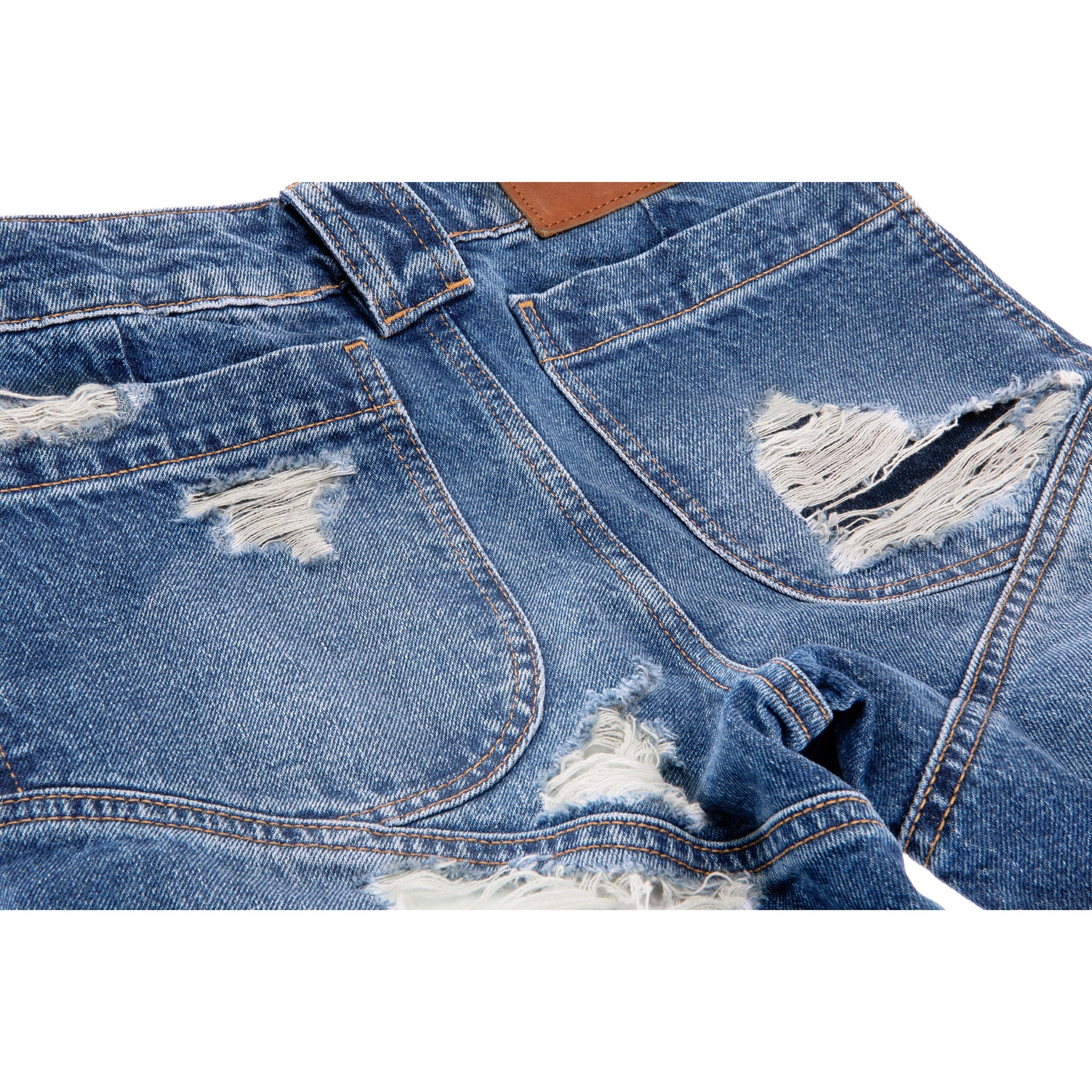 Straight Leg Jean - Distressed Blue