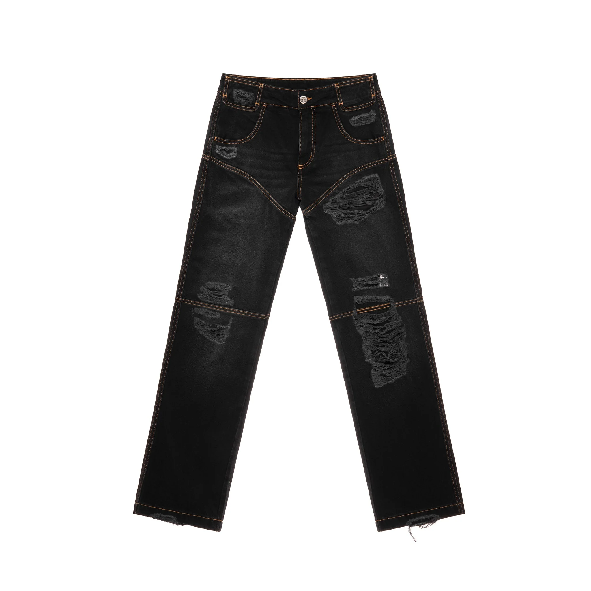 Straight Leg Jean - Distressed Black