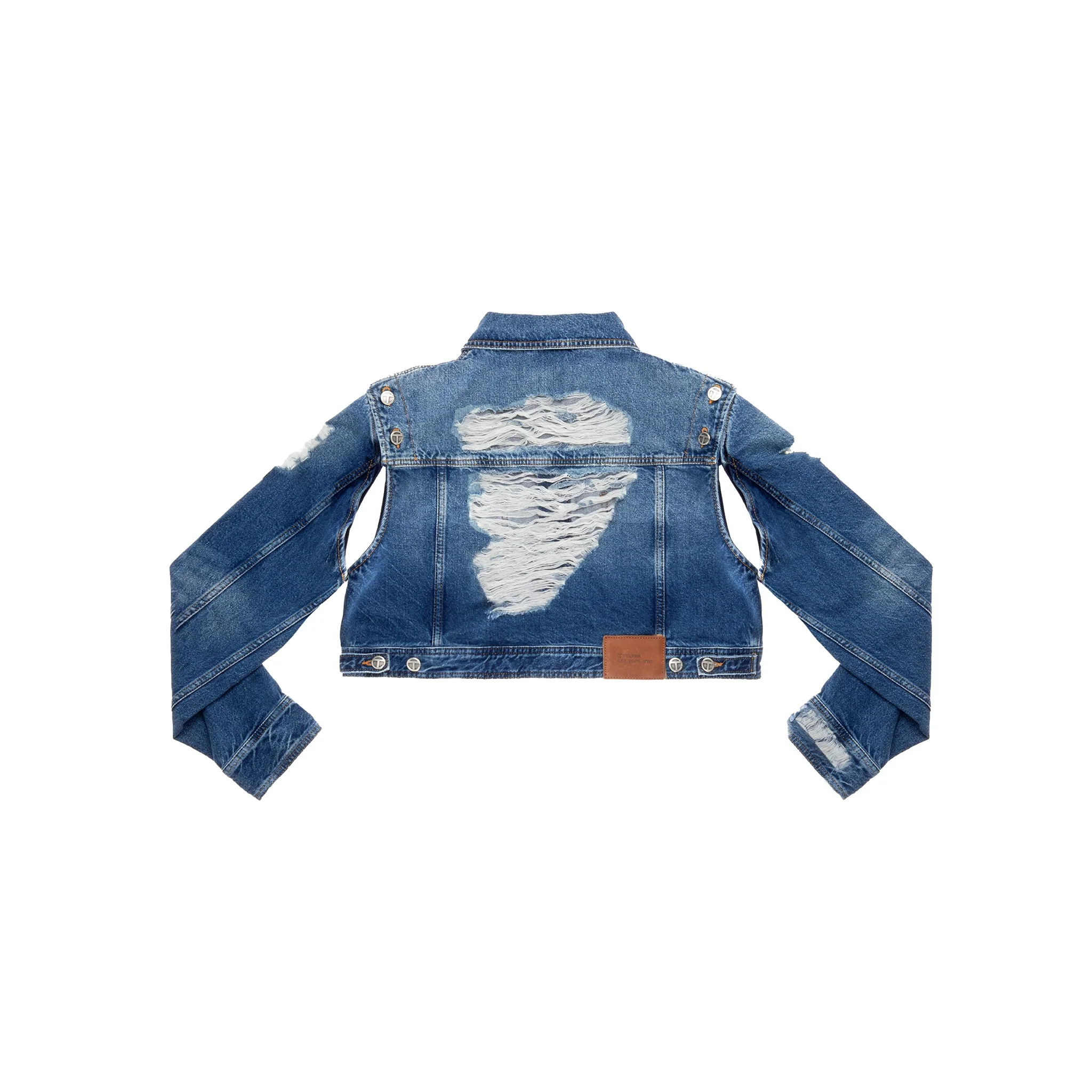 Cropped Detachable Jean Jacket - Distressed Blue