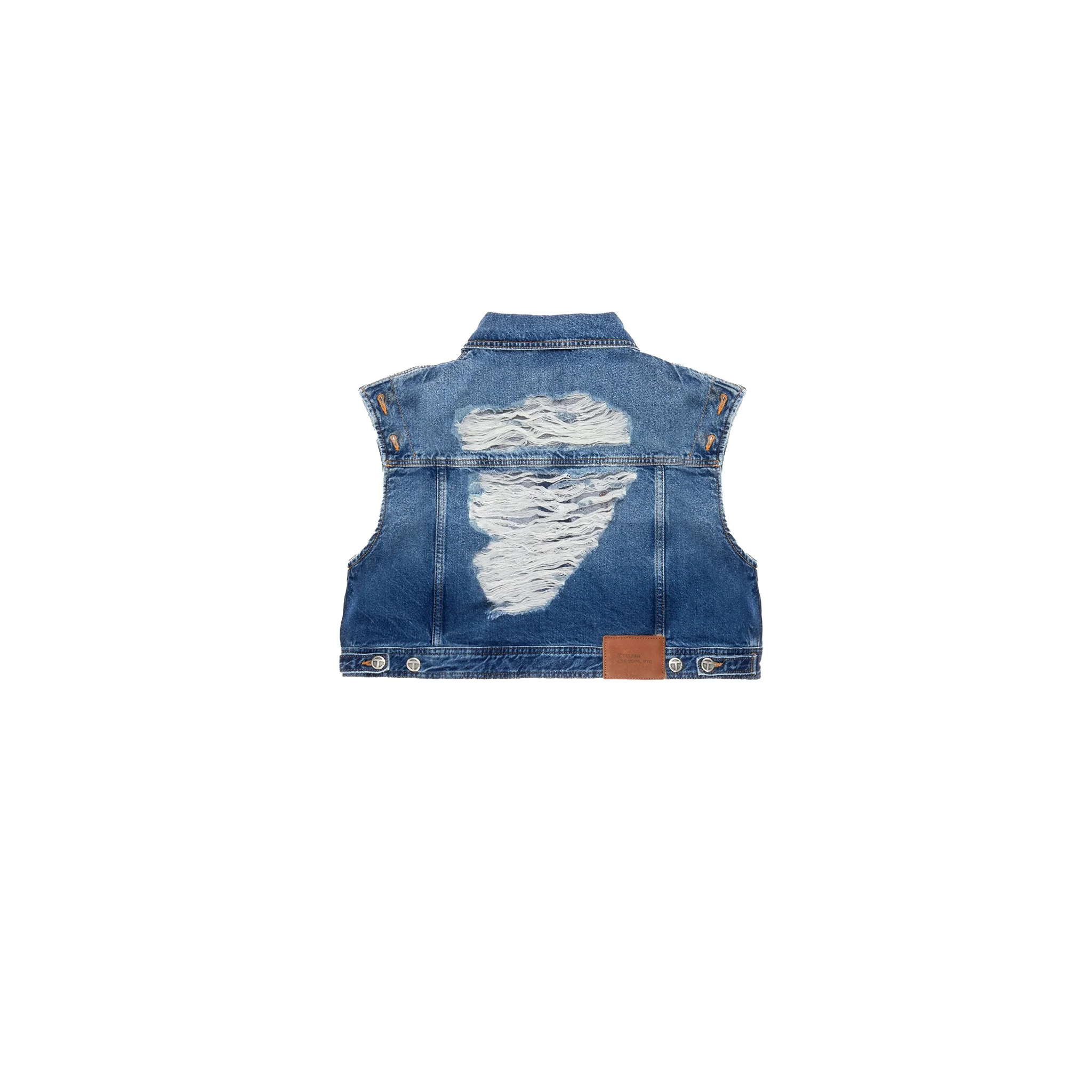 Cropped Detachable Jean Jacket - Distressed Blue