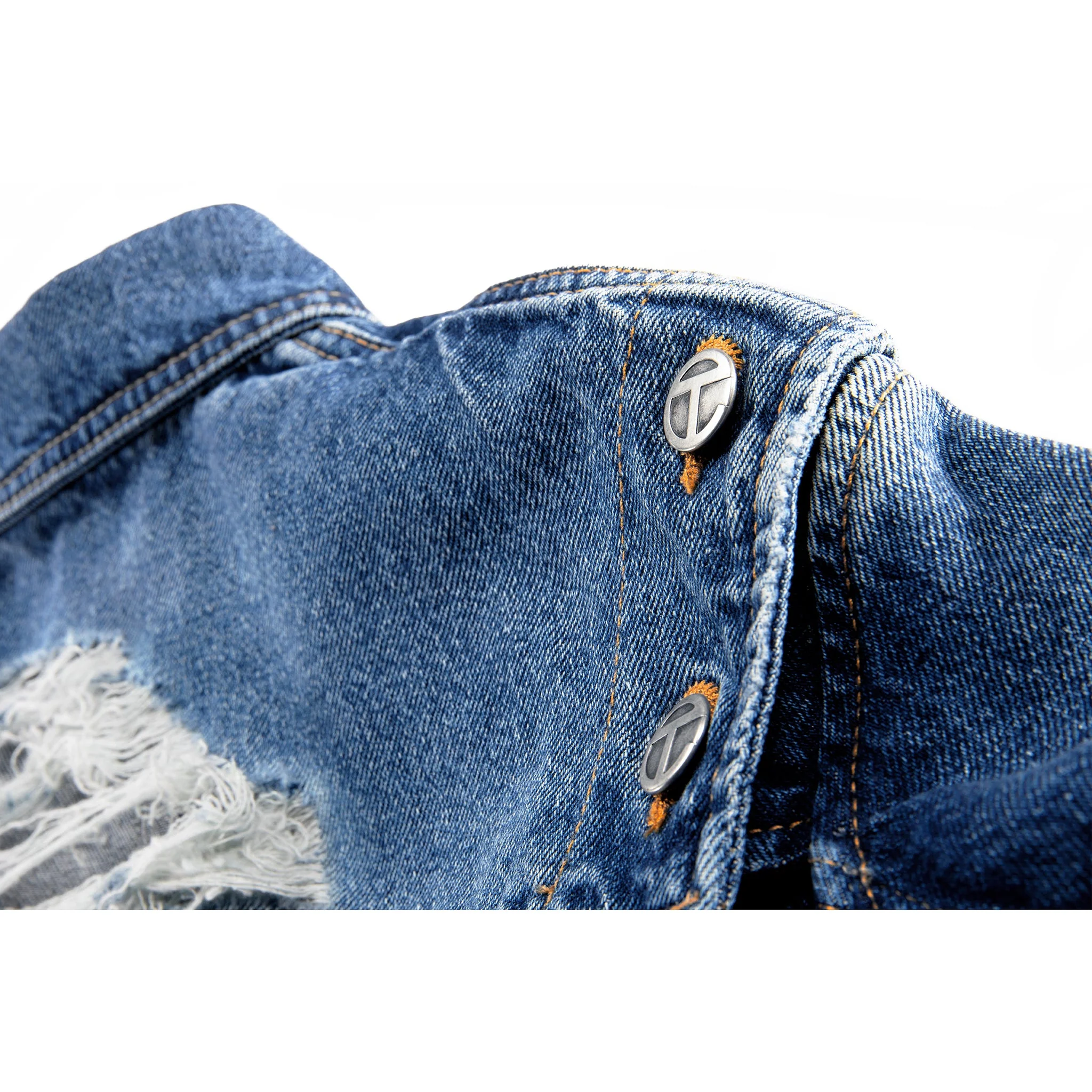 Cropped Detachable Jean Jacket - Distressed Blue