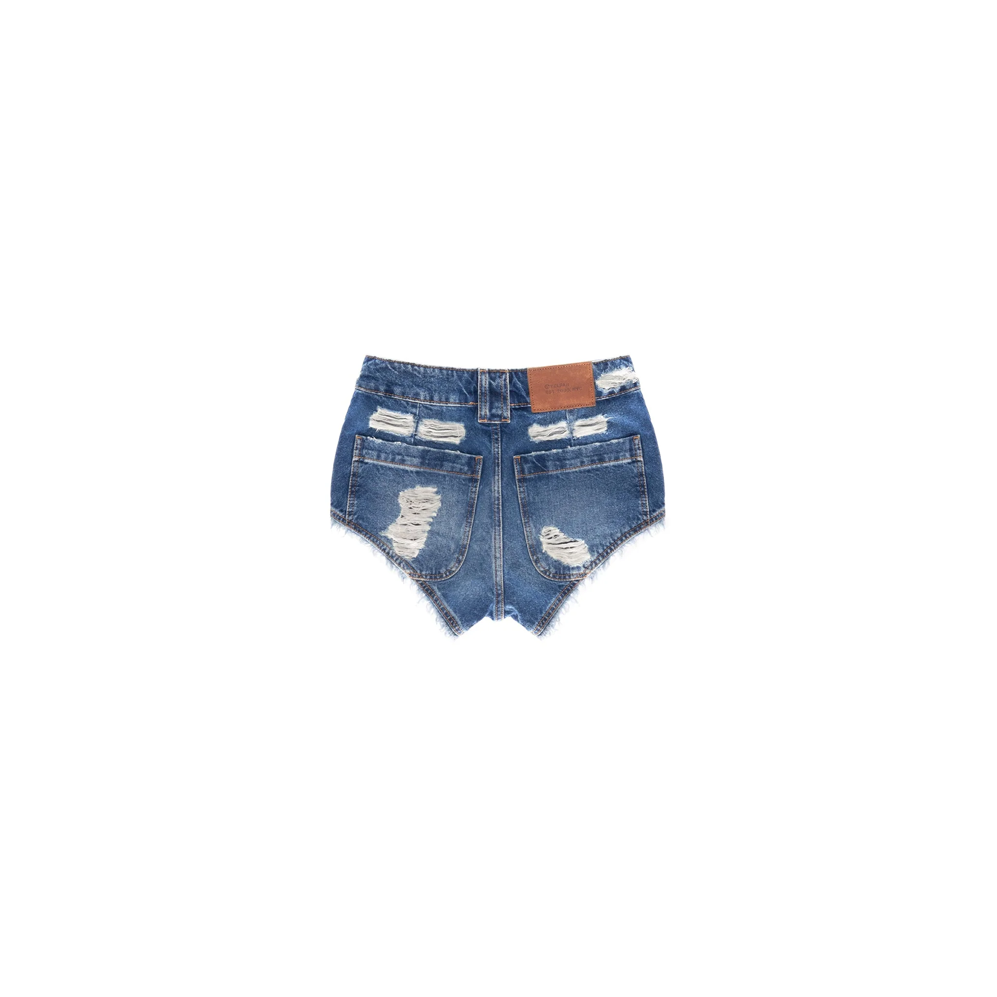 Poom Poom Jean Short - Distressed Blue