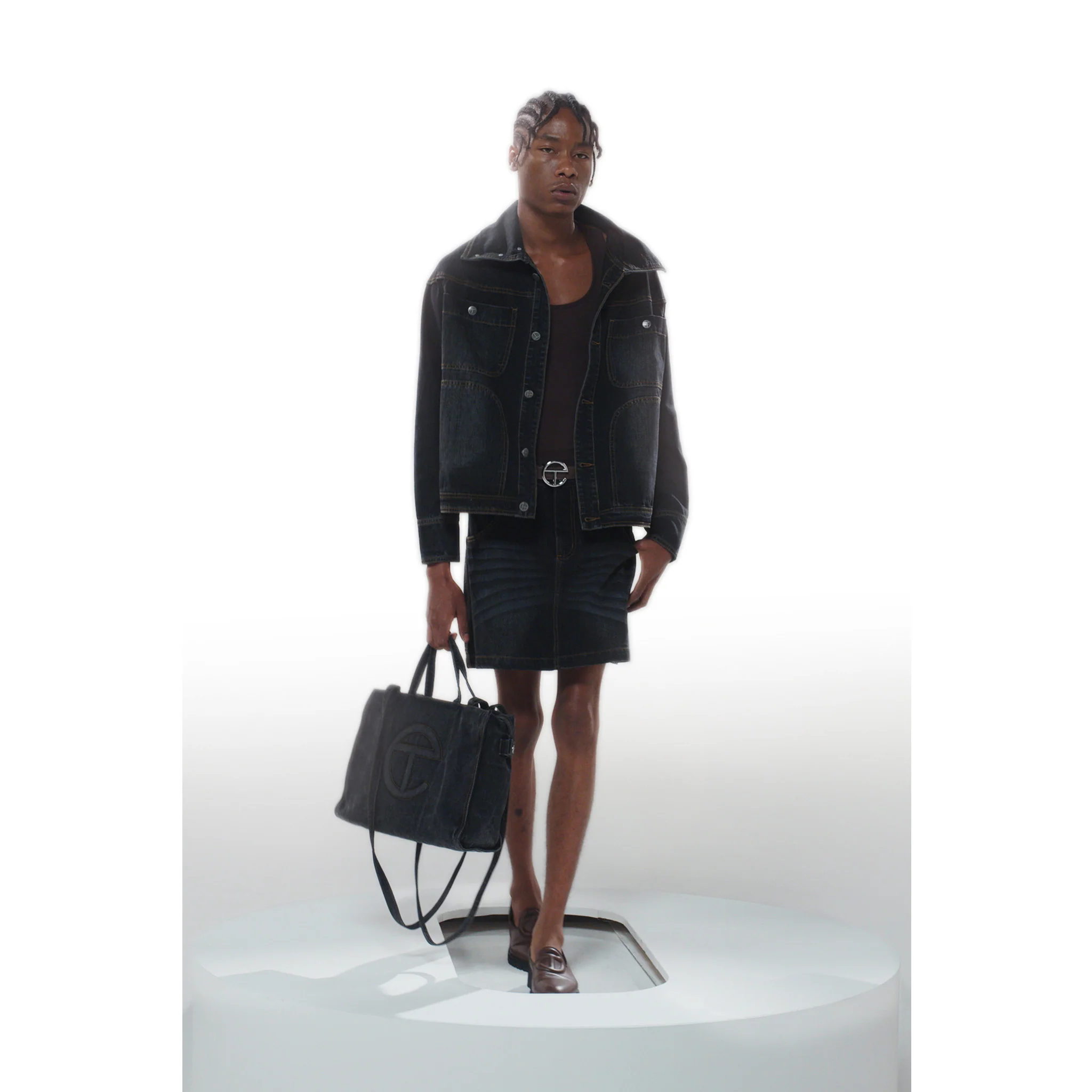 Short Jean Skirt - Black