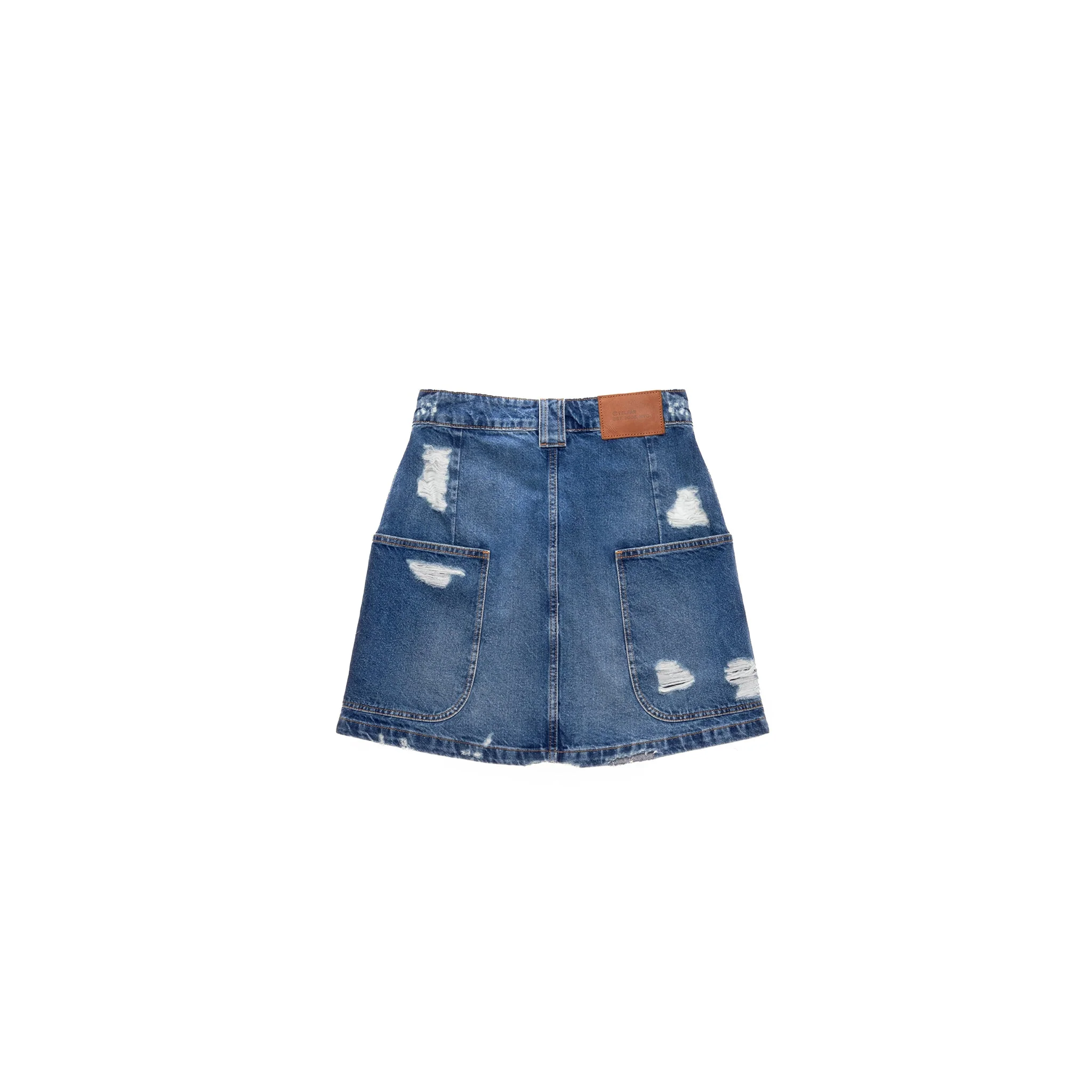 Short Jean Skirt - Distressed Blue