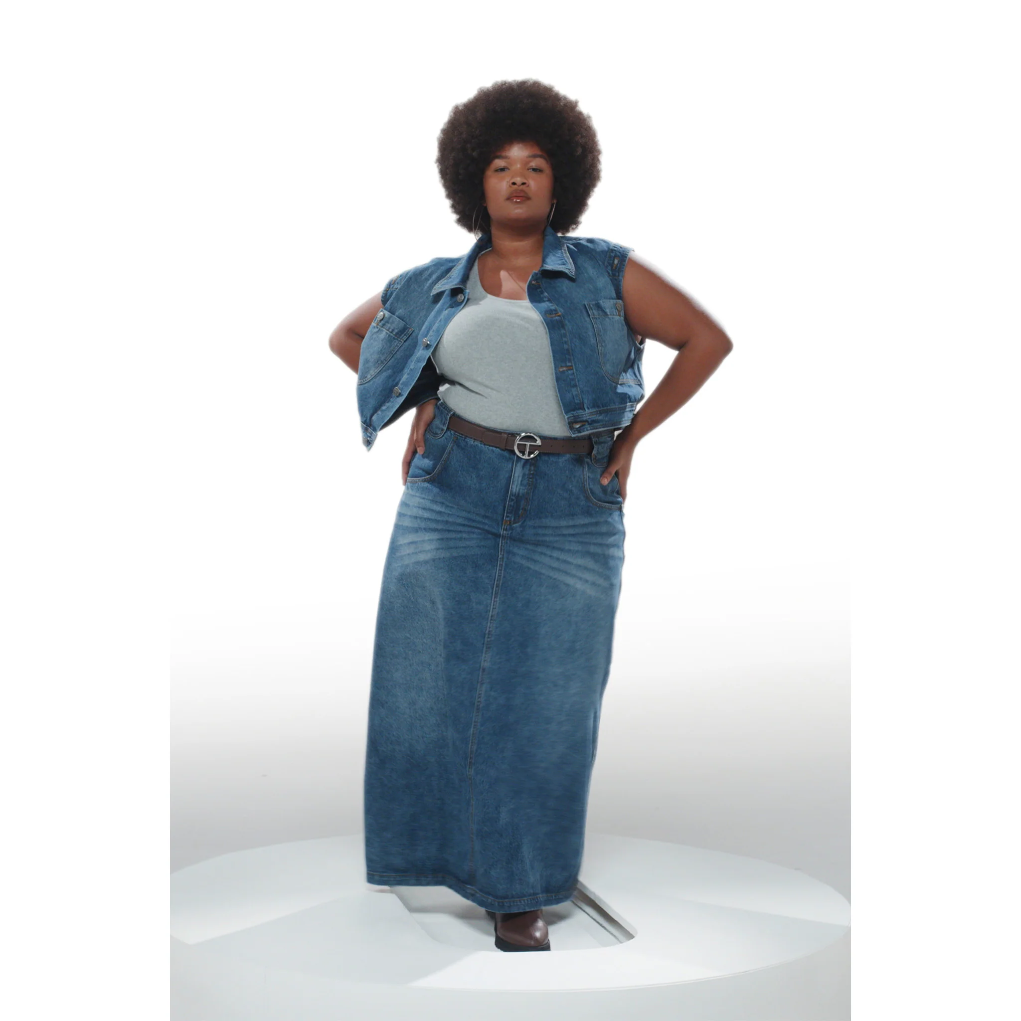 Long Jean Skirt - Blue