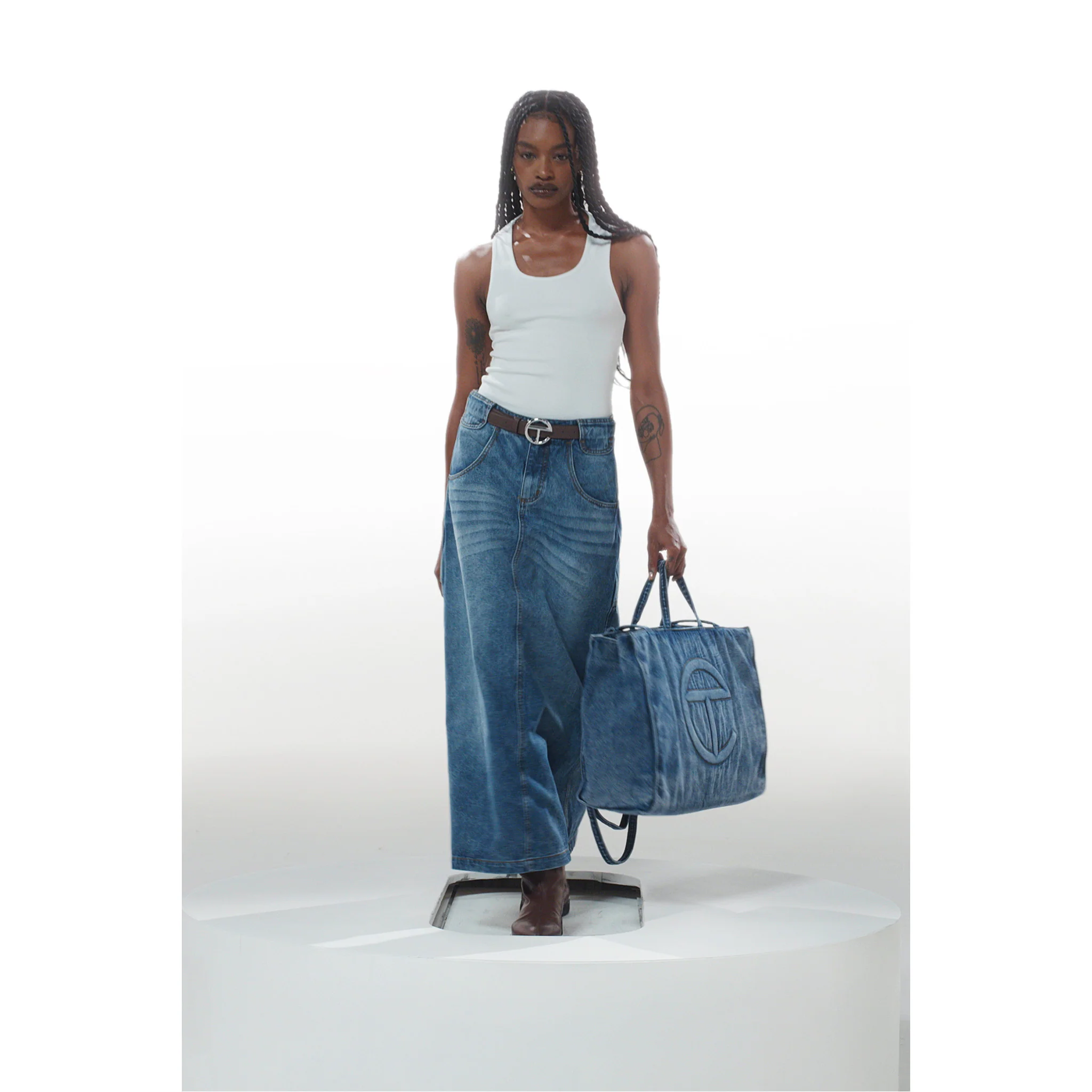 Long Jean Skirt - Blue