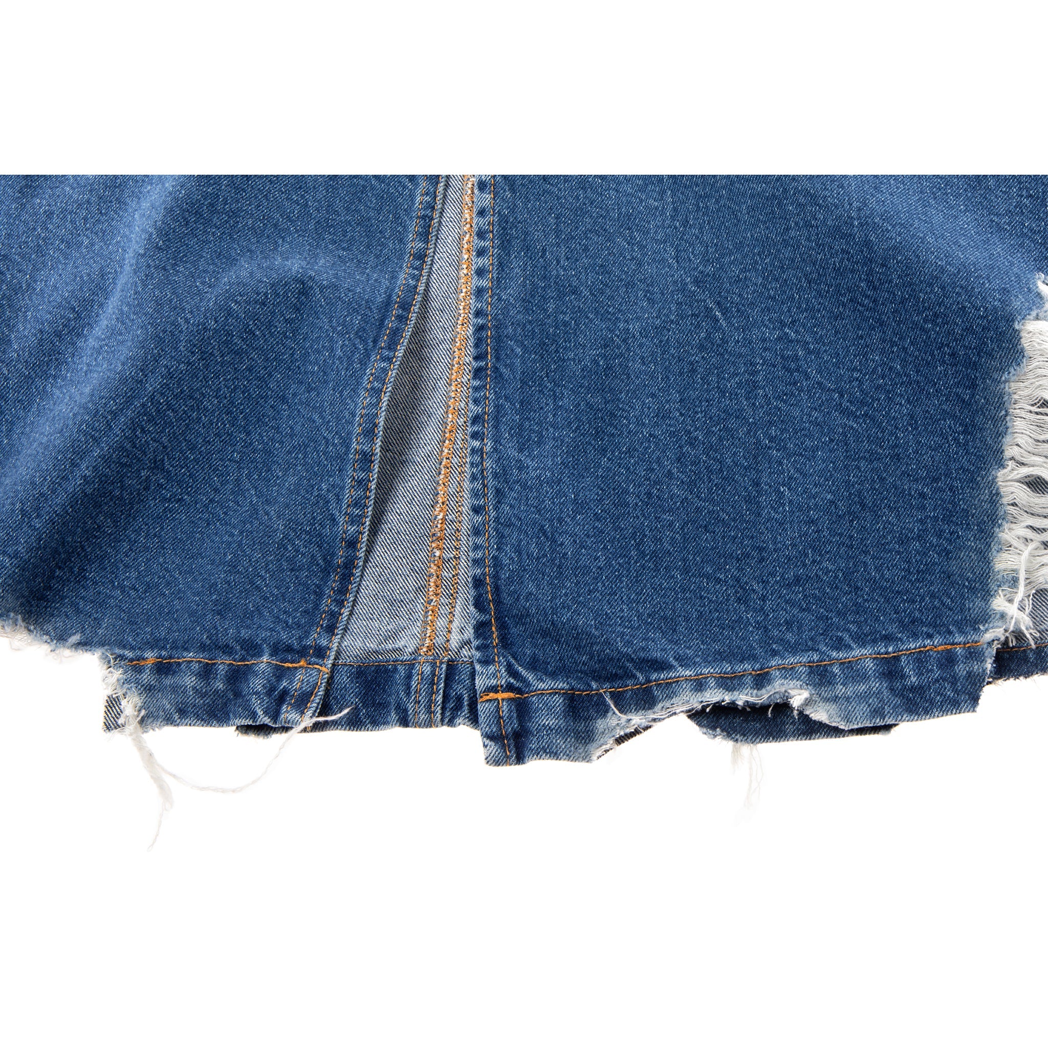 Long Jean Skirt - Distressed Blue