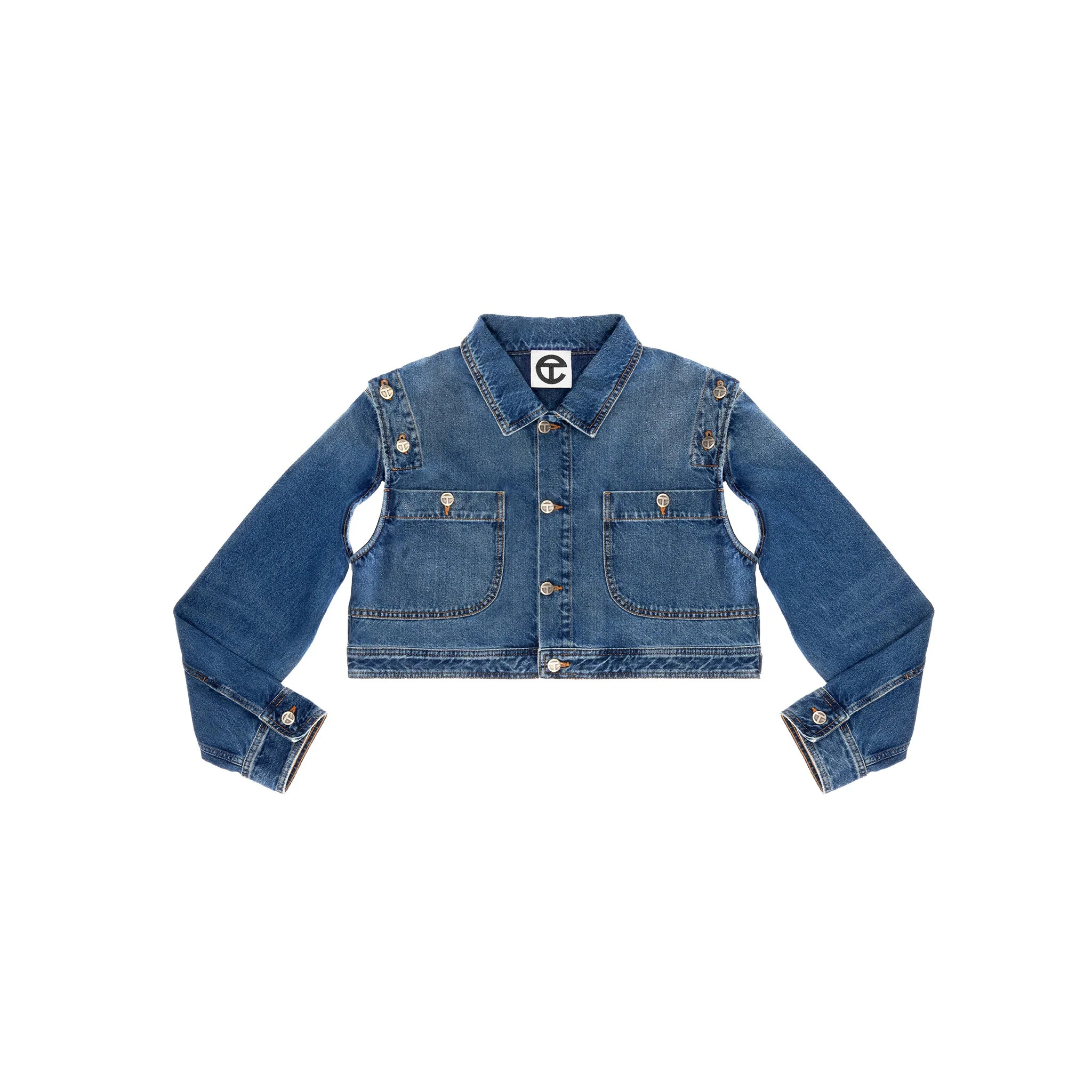 Cropped Detachable Jean Jacket - Blue