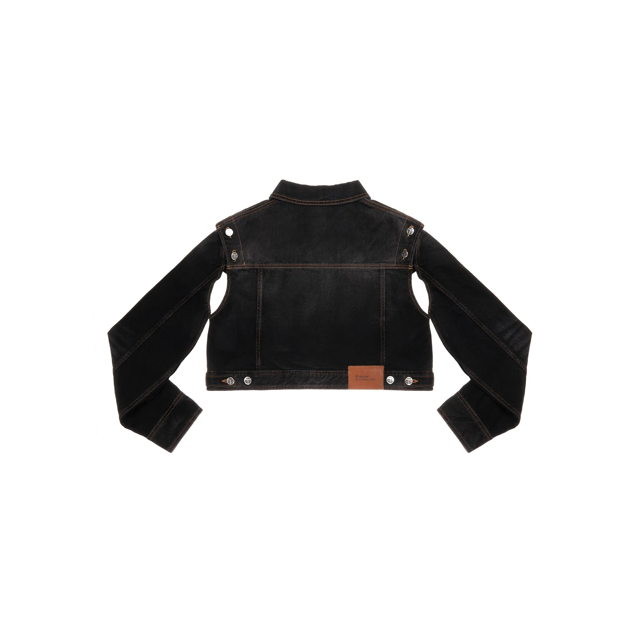 Cropped Detachable Jean Jacket - Black