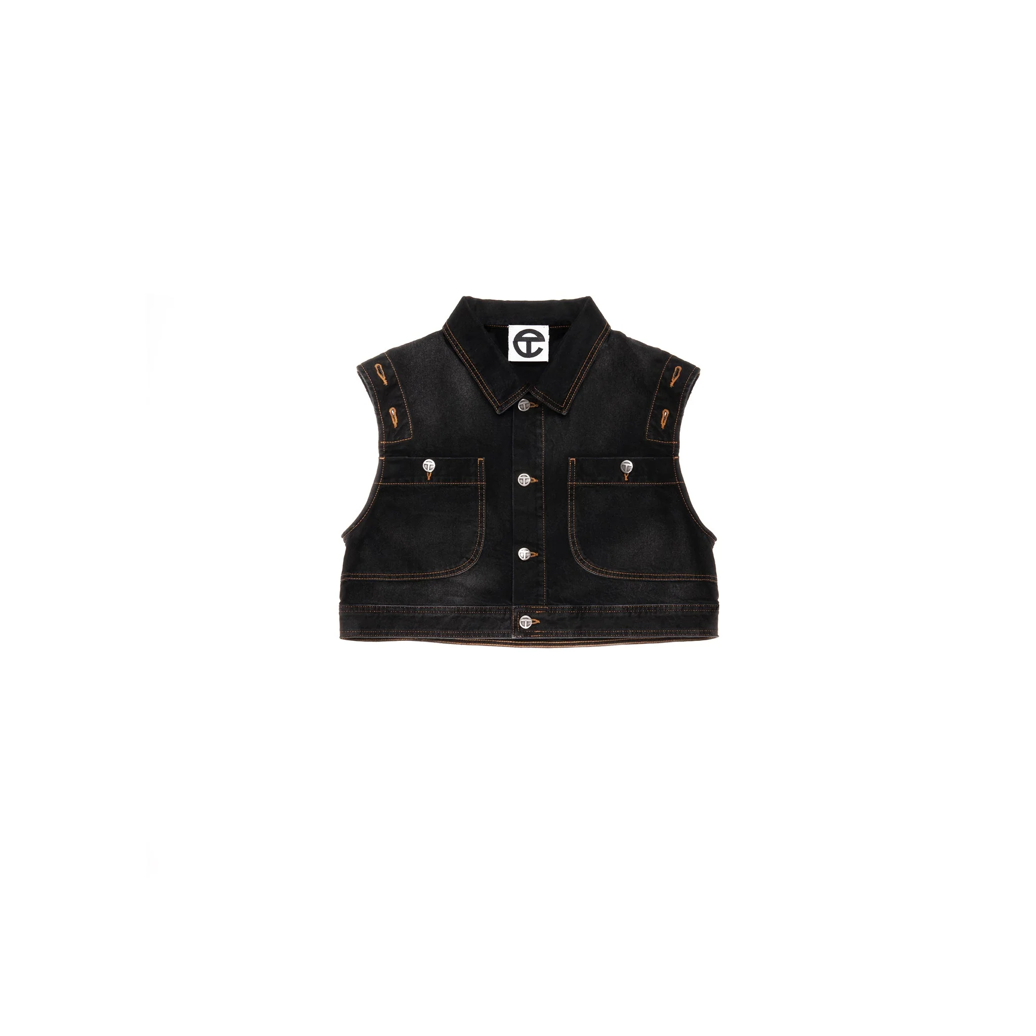 Cropped Detachable Jean Jacket - Black