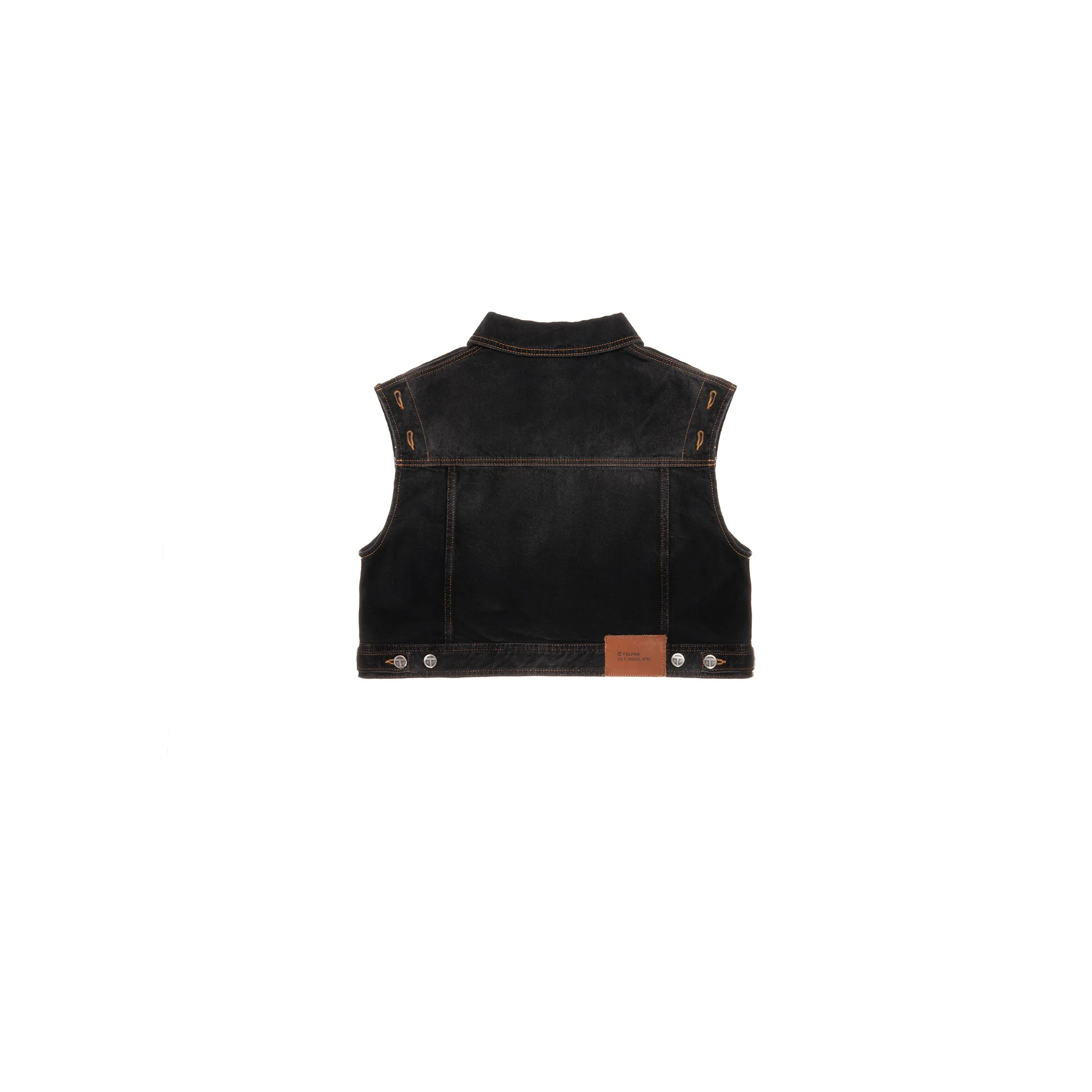 Cropped Detachable Jean Jacket - Black