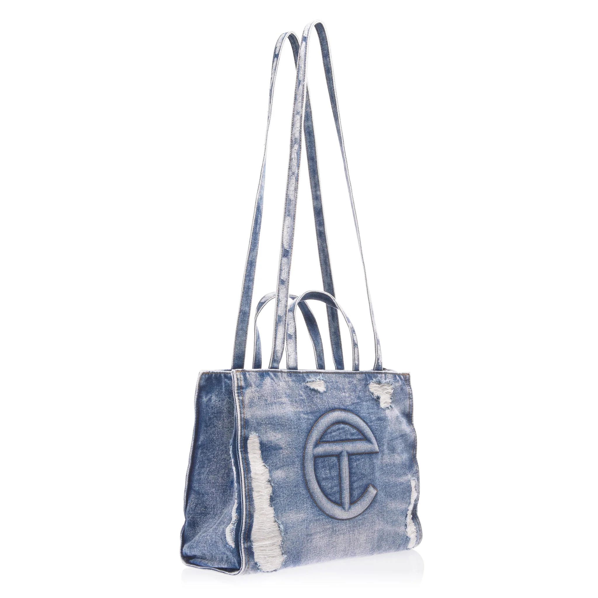 Medium Denim Shopper - Distressed Blue