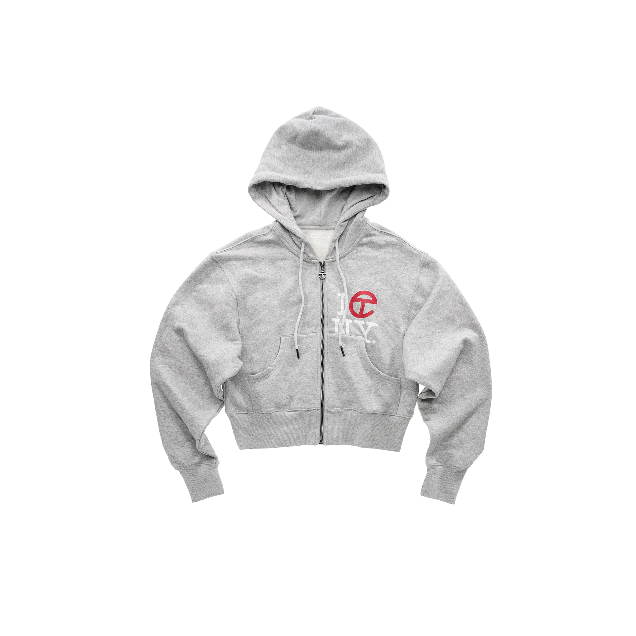 Crop Canal Zip Up Hoodie - Heather Grey