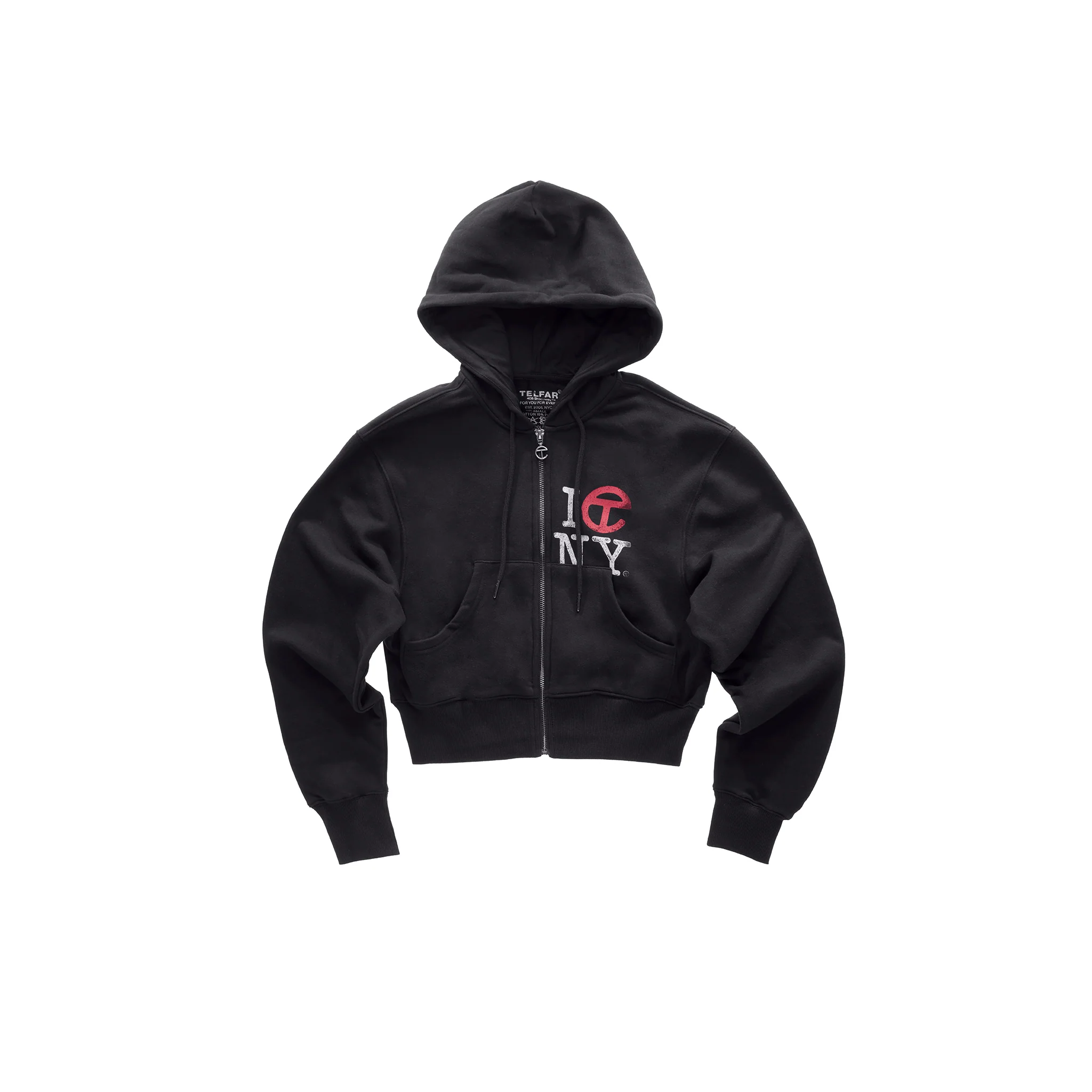 Crop Canal Zip Up Hoodie - Black
