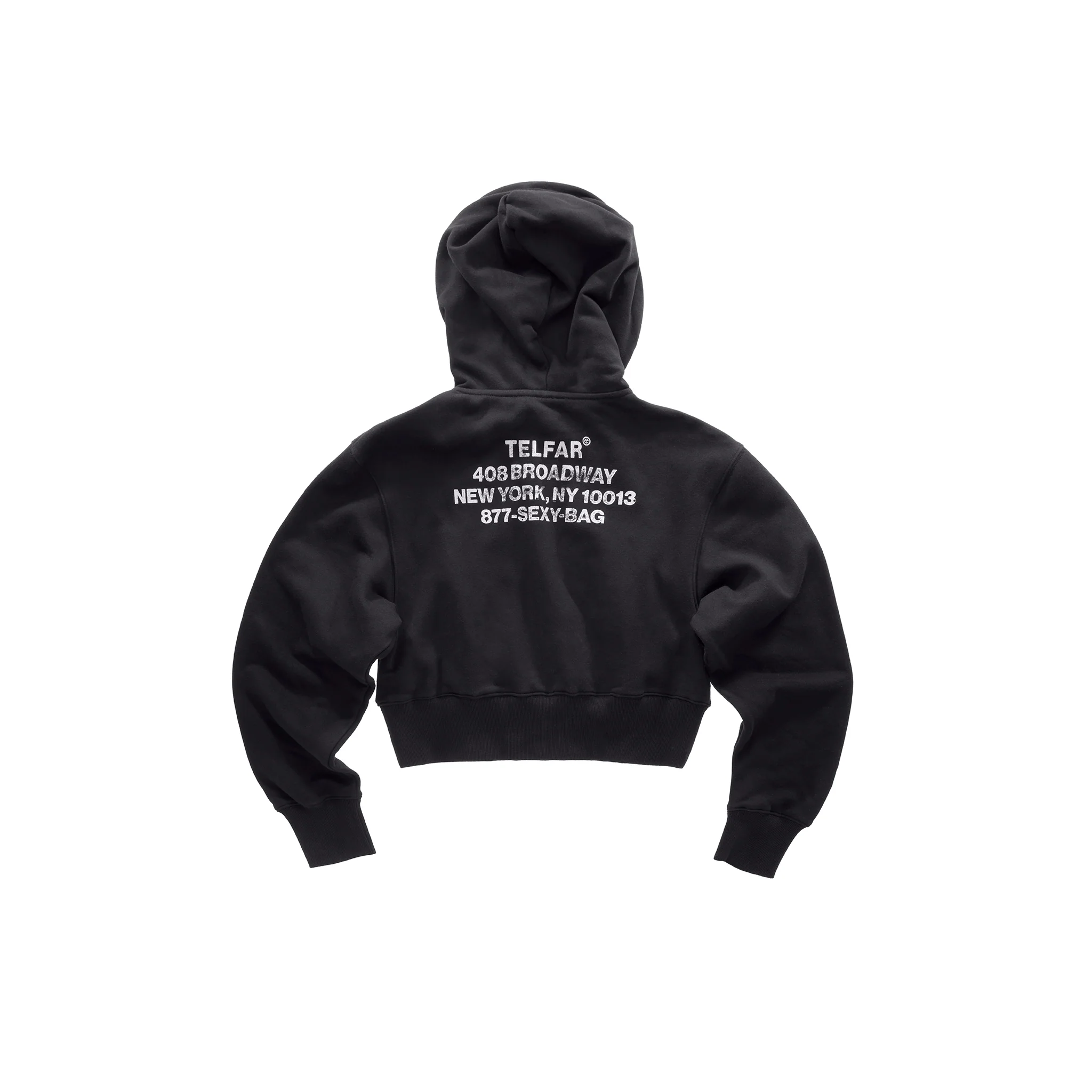 Crop Canal Zip Up Hoodie - Black