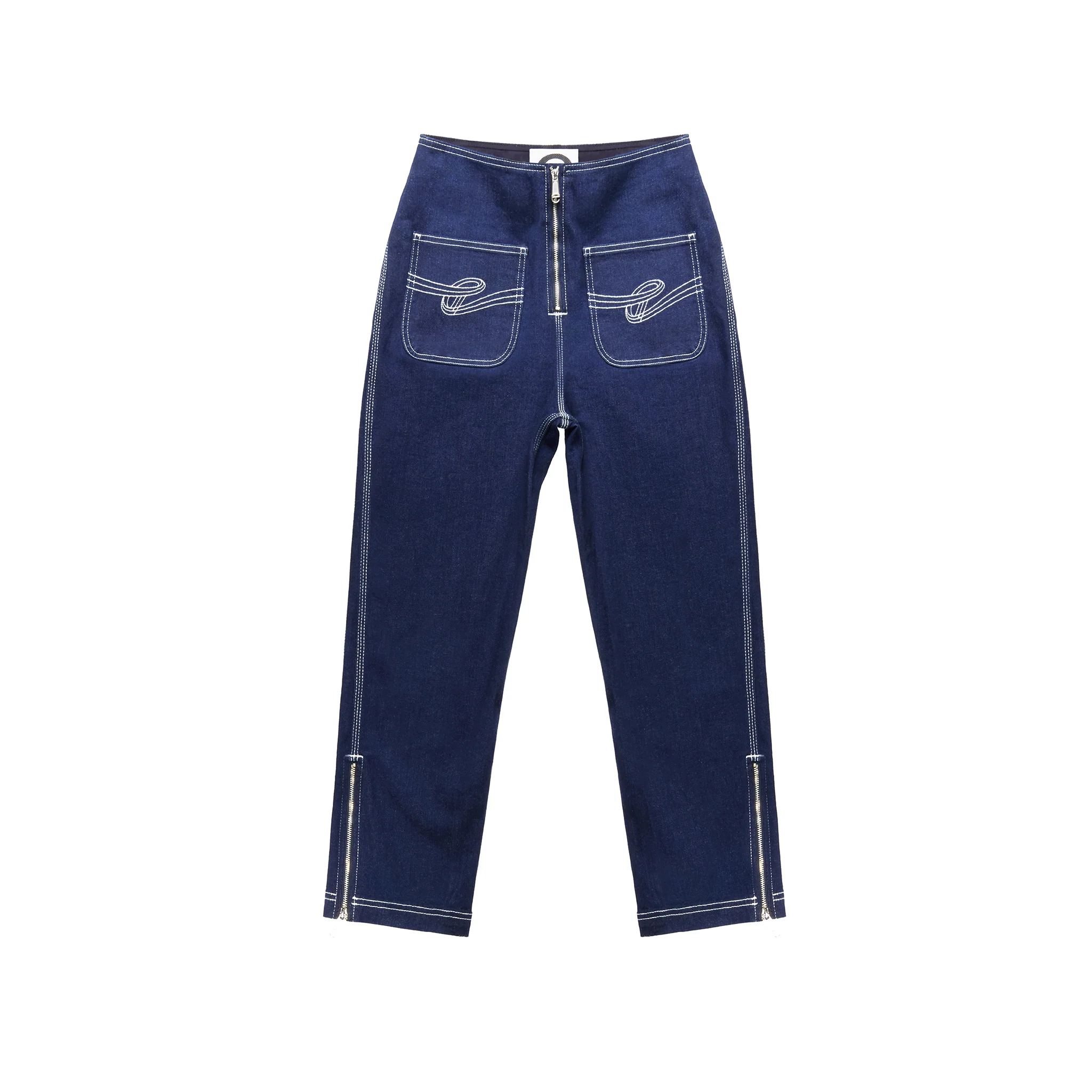4 Pocket Zip Front Jean - Blue
