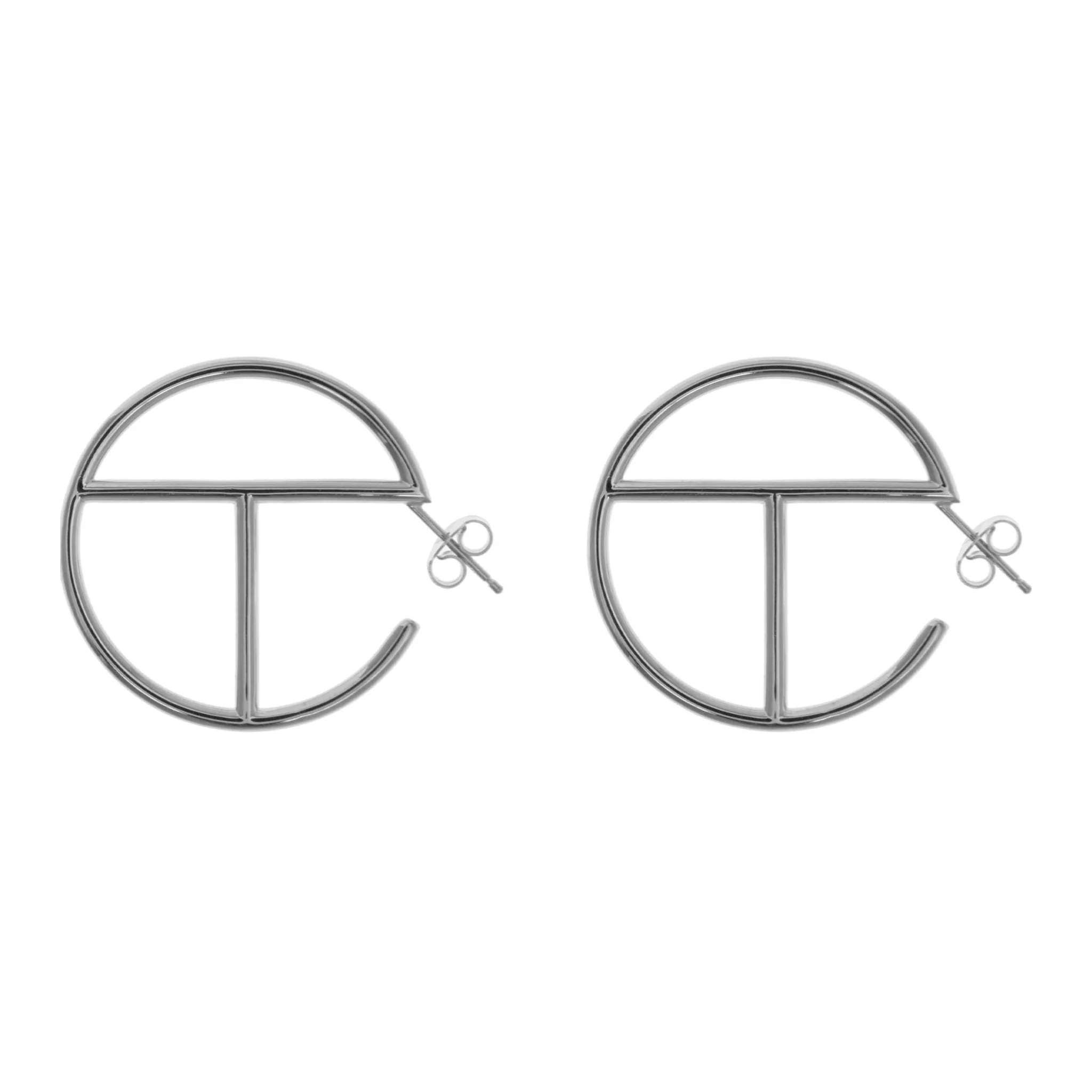 Large Logo Hoop Earring - Silver