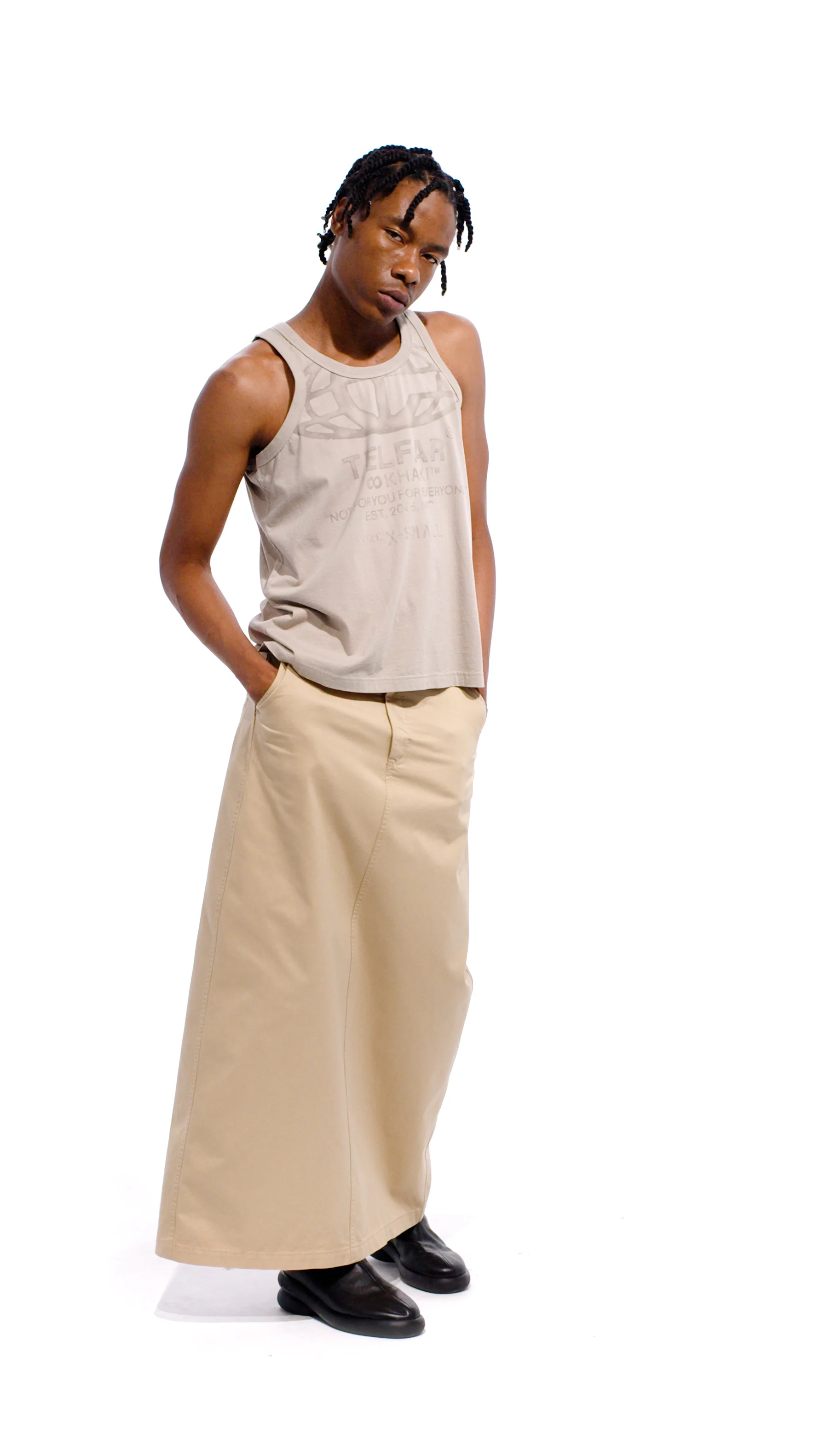 Long Work Skirt - Khaki