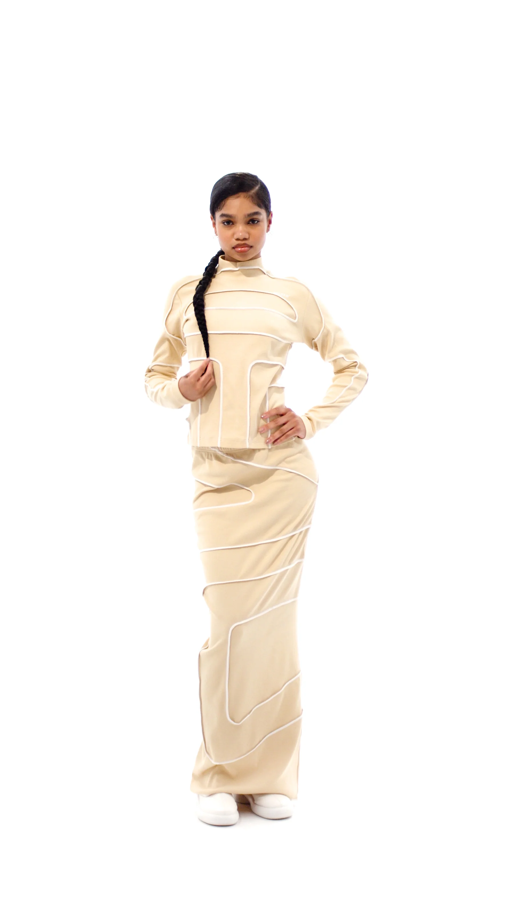 Longsleeve Logo Rib Mockneck - Cream