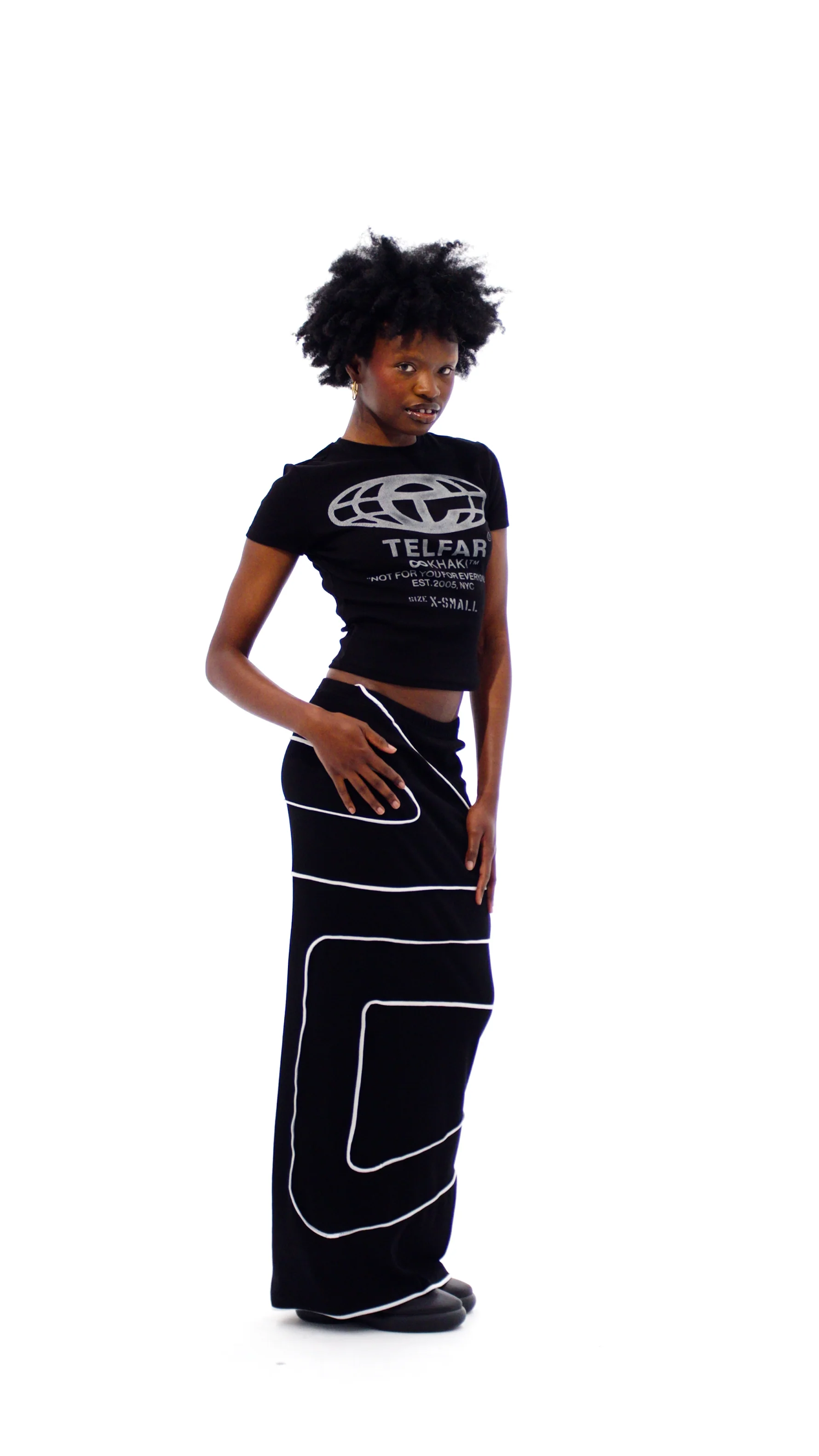 Logo Rib Maxi Skirt - Black
