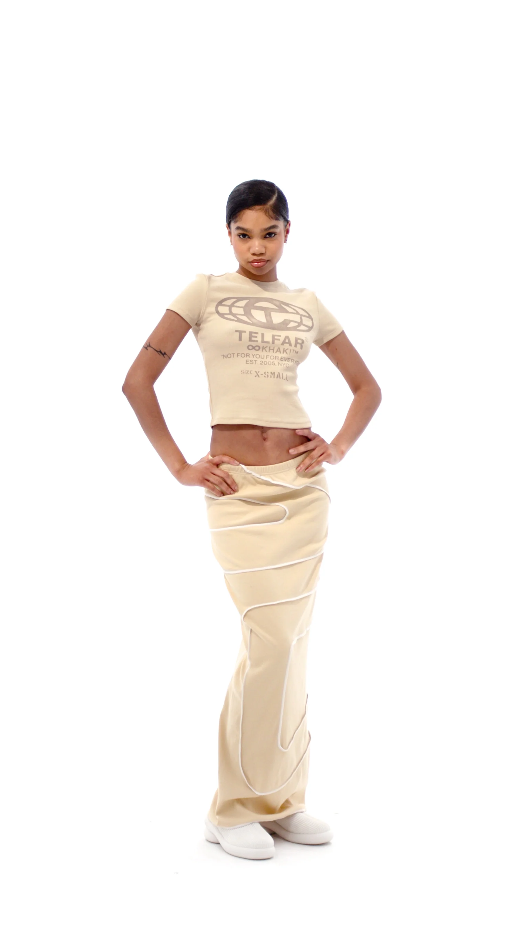 Logo Rib Maxi Skirt - Cream