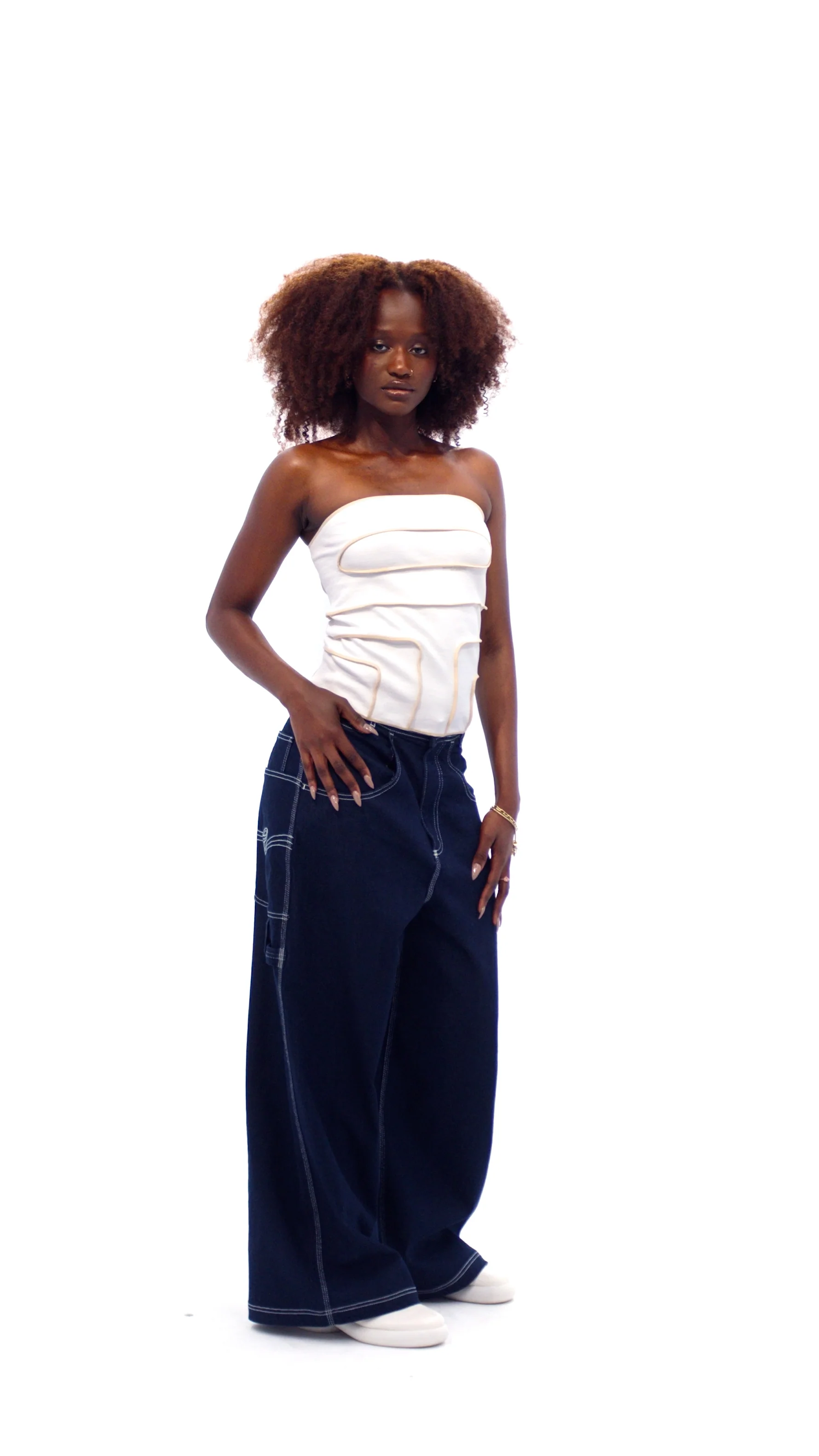 Logo Rib Tube Top - White