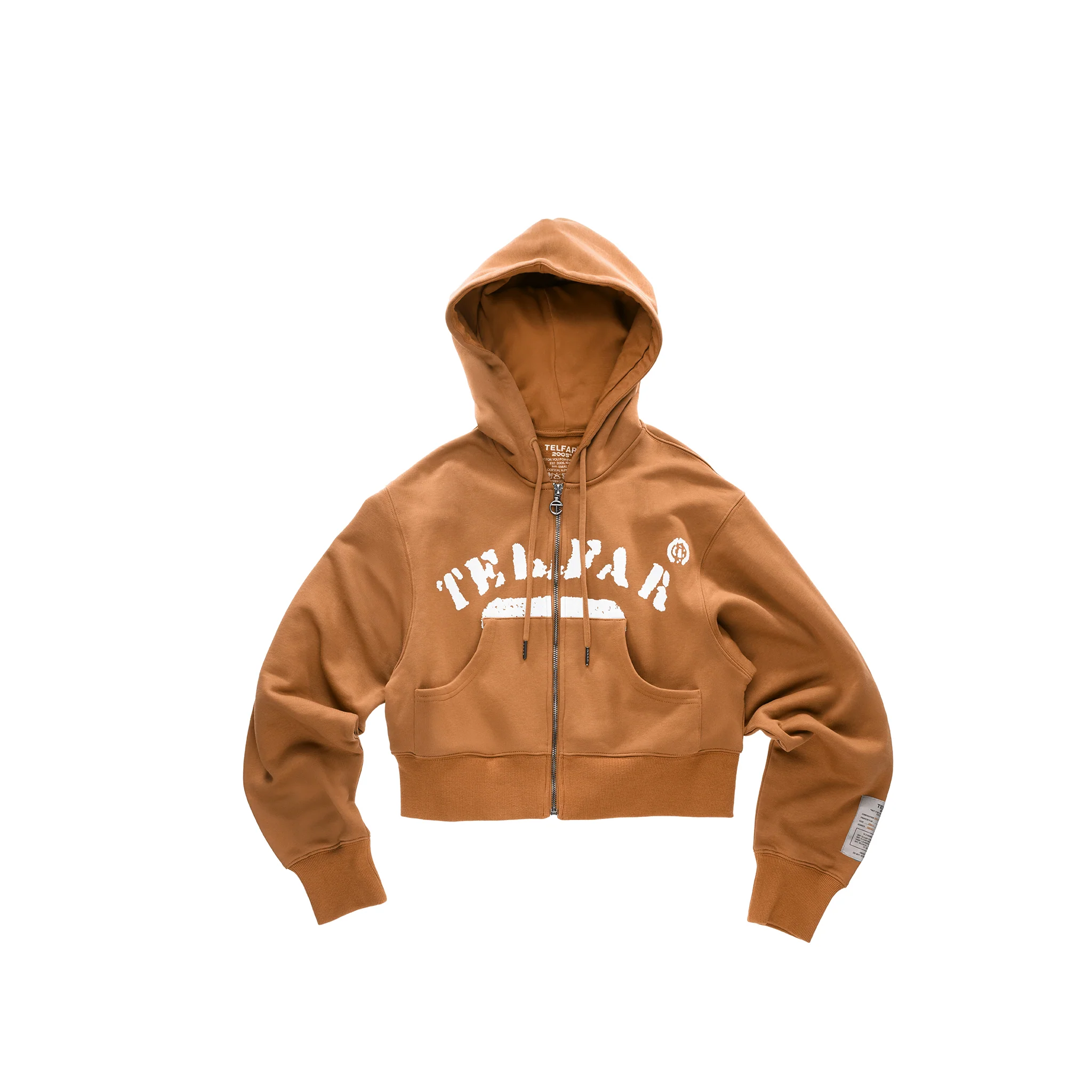 Telfar NYC Crop Zip Up Hoodie - Brown