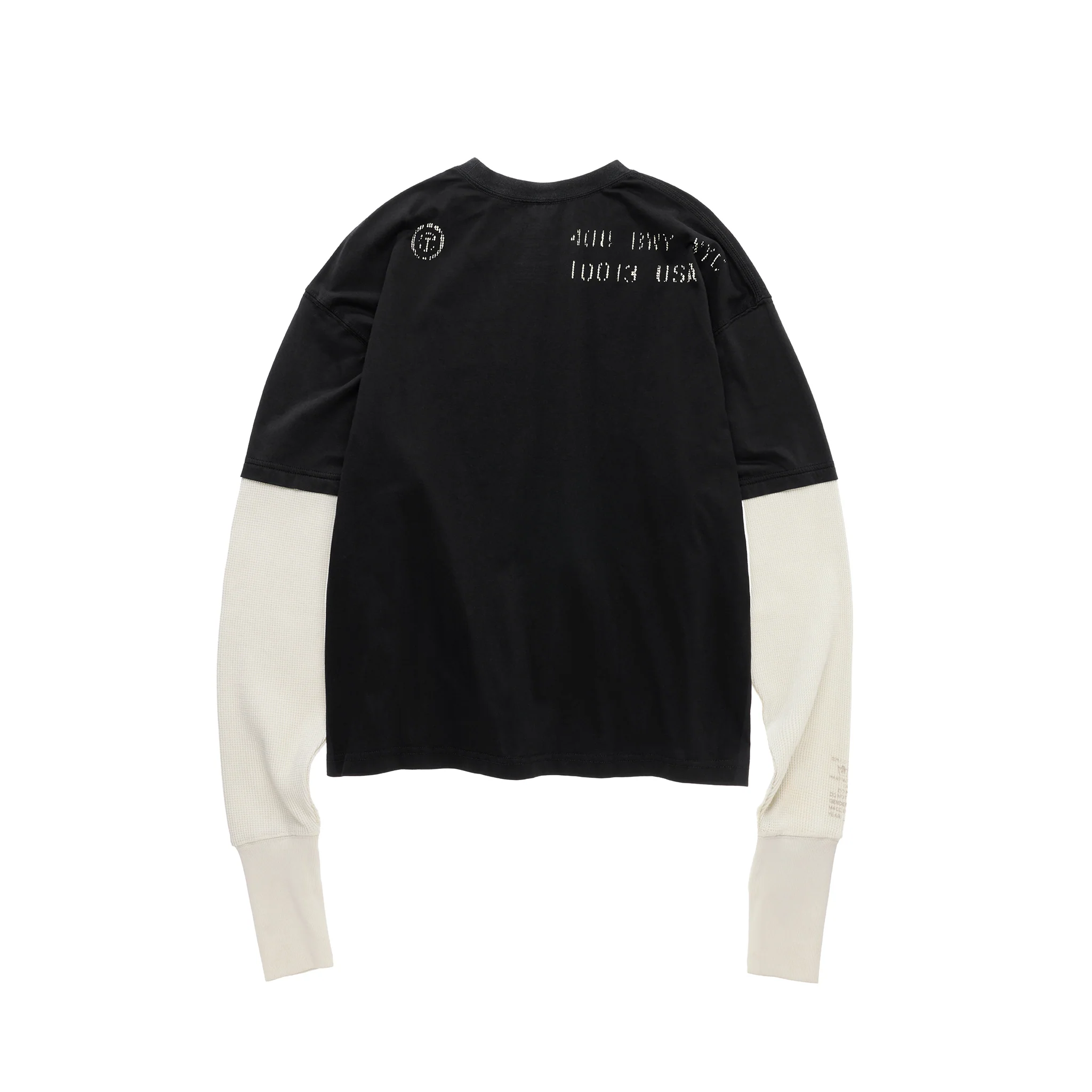 Burning Flag Long Sleeve Thermal T-shirt - Black/Cream
