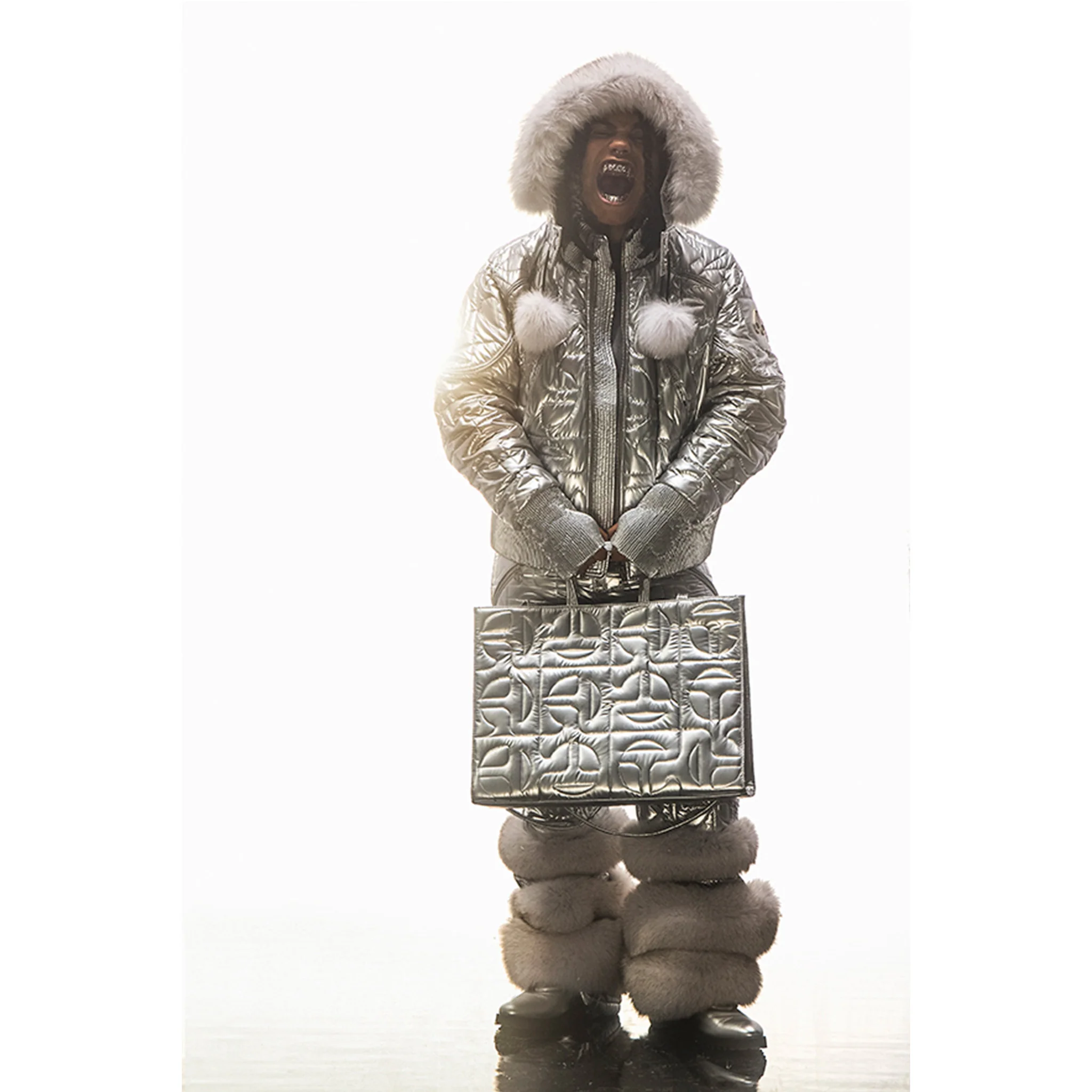 Moose Knuckles x Telfar Quilted Large Shopper - Silver