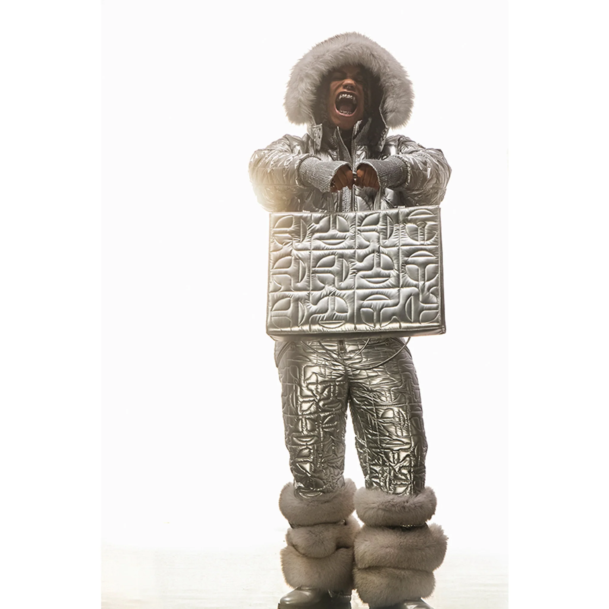 Moose Knuckles x Telfar Quilted Large Shopper - Silver