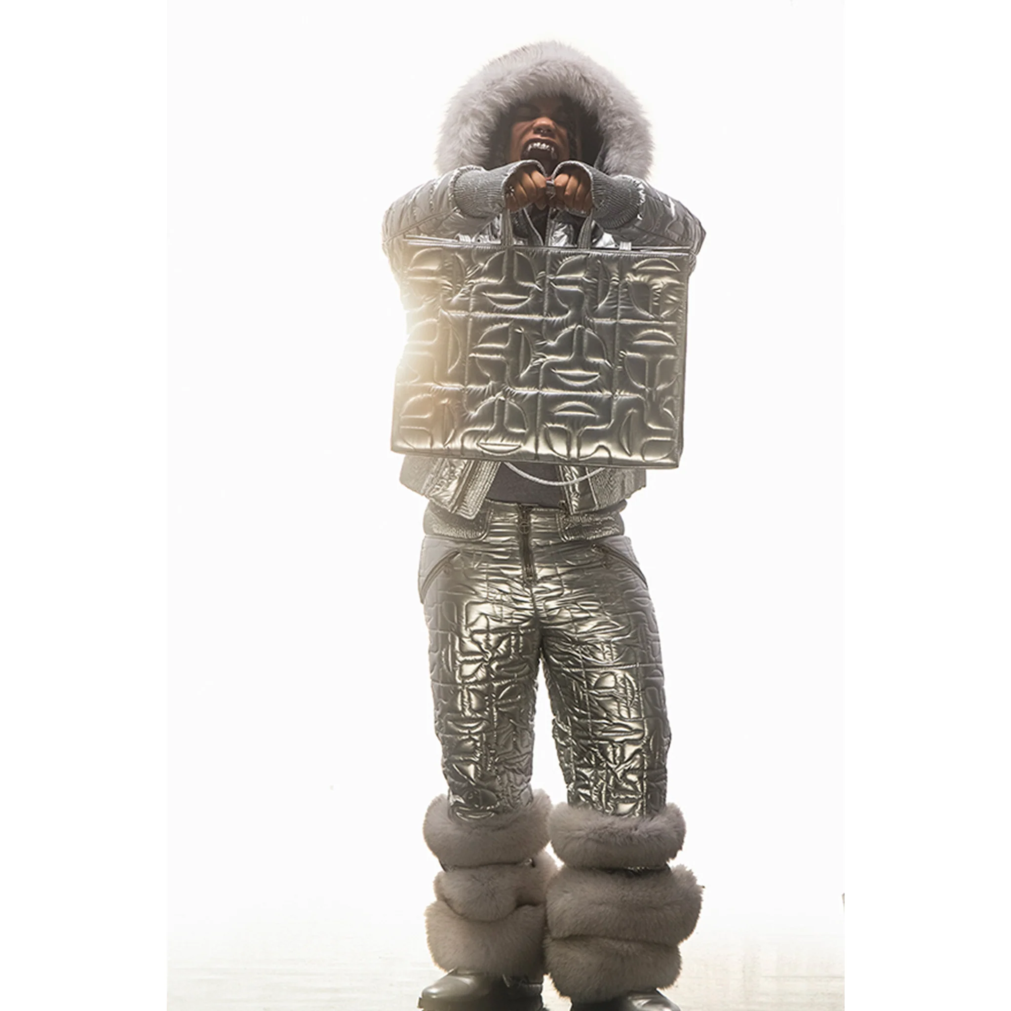 Moose Knuckles x Telfar Quilted Large Shopper - Silver